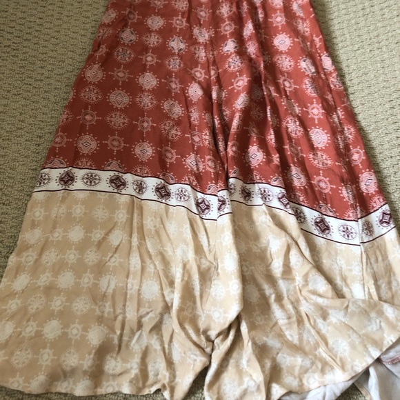 Rust Red and Yellow Halter Ankle Jumpsuit - Picture 3 of 5